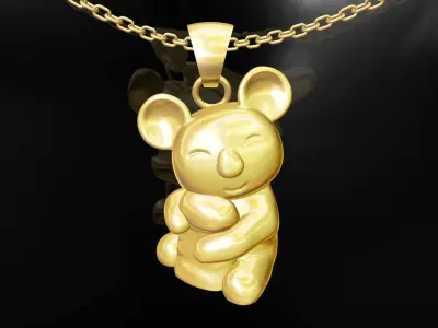 Koala pendant jewelry gold 3D print model