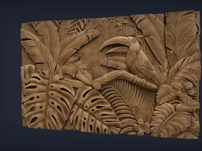 Tropical Forest Wall decor for CNC 3D Print STL 3D print model