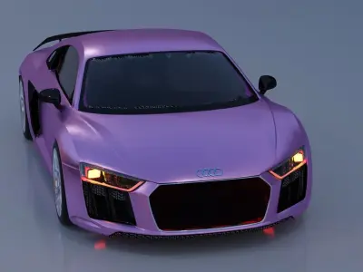 Pink metalic Audi R8 2018 Sport Car Low-poly 3D model