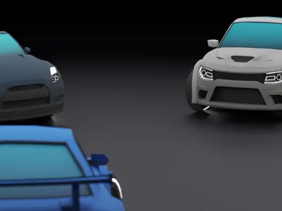 Stylized Car Pack Low-Poly Game Ready PBR Low-poly 3D model