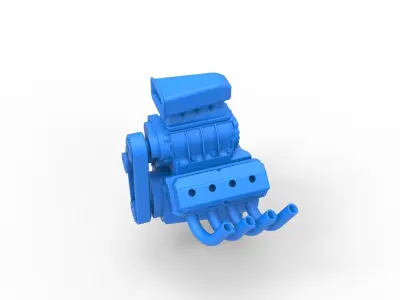 Engine V8 for vintage dragster Version 6 Scale 1 to 25 3D print model