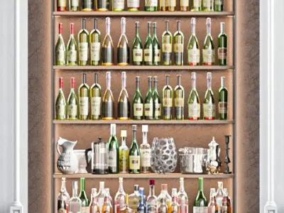Rack in classic style with alcohol in a restaurant 3D model