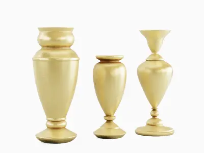 Antique Golden Vases 03 Low-poly 3D model