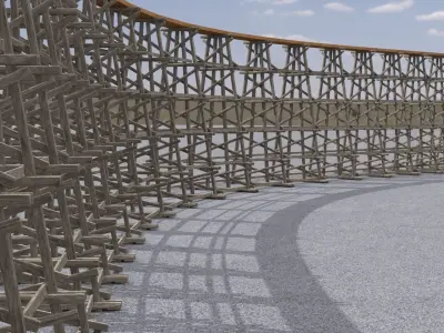 Wooden trestle bridge 3D model  Low-poly 3D model