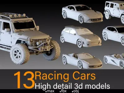 13 Racing Cars- High detail 3d models 3D model