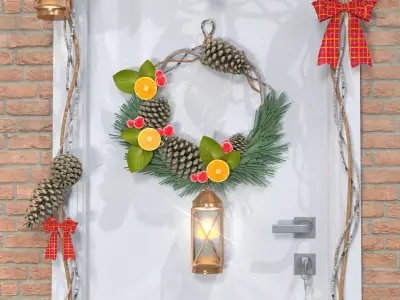 Christmas Wreath with Pine Branches 3D Model 3D model