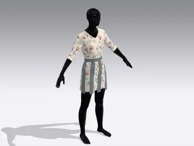 Female Cloth Dress Low-poly 3D model