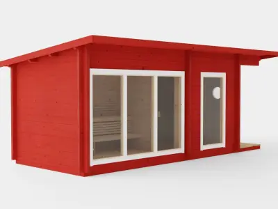 Sauna RedWhite Low-poly 3D model