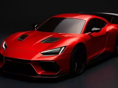 High Performance Red Sports Car  Realistic 3D Model 3D model