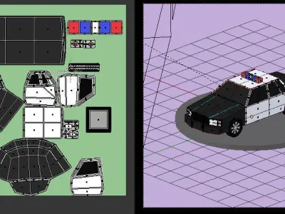 Lowpoly Car police Low-poly 3D model