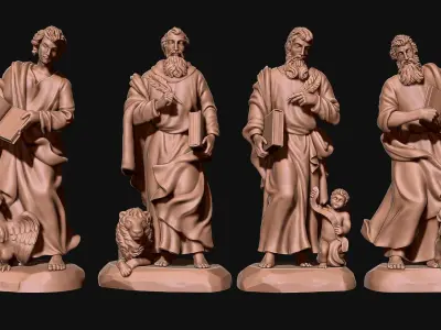 The Four Evangelist - CNC Rounting - Wood - Stone - Metal 3D print model