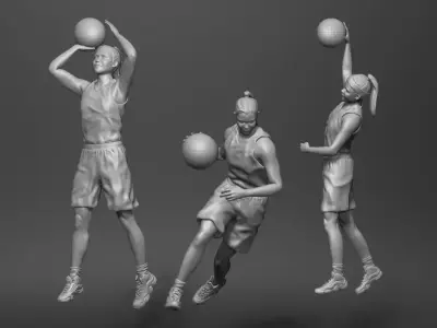 Female basketball girl statue 3D print model