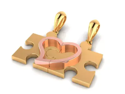 Pendant P14 The luxury Double pendant puzzle heart 3D print model