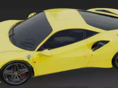 Yellow Ferrari Sports Racing Car 3D Model Game Ready 3D model