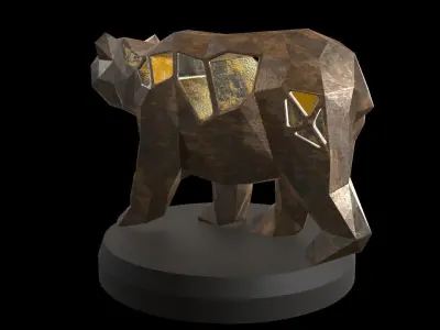 Steampunk Bear Low-poly 3D model