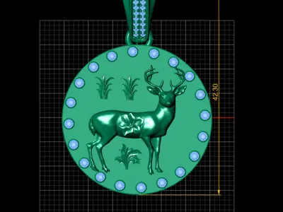 DEER ANIMAL COIN PENDANT 3D PRINTABLE MODEL  3D print model