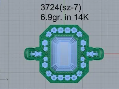 Emerald Halo Ring 3724 3D print model