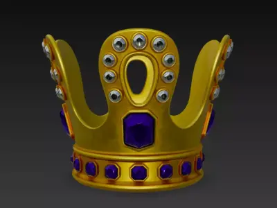 Golden Crown with Emerald Gems 3D model