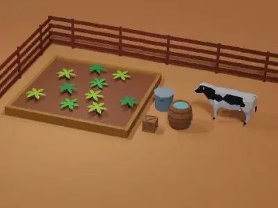 Low Poly Farm Tools Low-poly 3D model