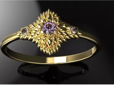 Floral ornament engagement ring 3D print model 3D print model