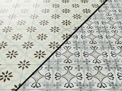 Bella Mori 9x9 Porcelain Tile White Black Encaustic 3D model