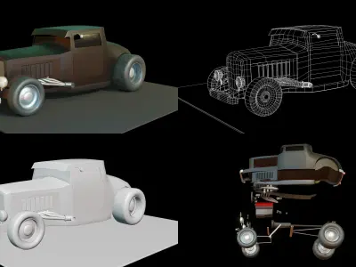 LowPoly HotRod Low-poly 3D model