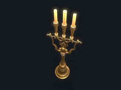 Medieval Candlestick large Low-poly 3D model