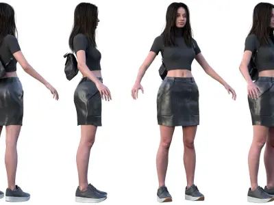 Woman - Summer Outfit 3 - Modular - Rigged Low-poly 3D model
