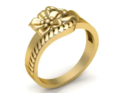 JAMINE FLOWER DESIGN GOLD RING 3D PRINTABLE MODEL 3D print model