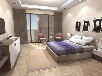 Hotel Room 2 Low-poly 3D model