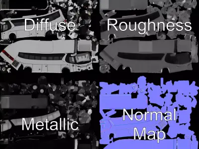 Sleek Tour Coach model pack Low-poly 3D model