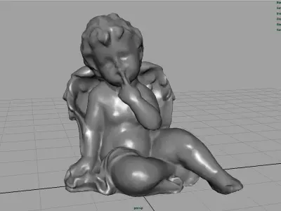 Angel statue of baby Low-poly 3D model