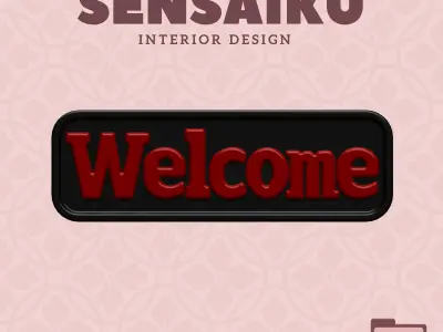 Welcome Door Sign 3D Print File for DIY Home Decor  Sensaiku 3D print model