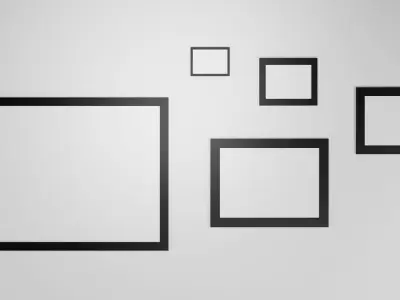 Gallery Wall Frames 5 models set Low-poly 3D model