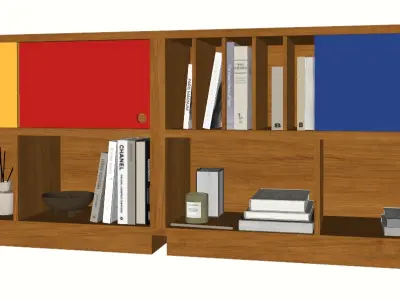 Wooden Storage Quartet 3D model