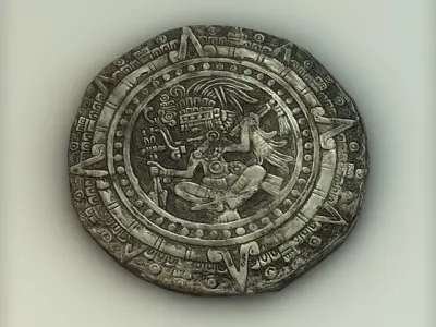 Aztec stone Low-poly 3D model