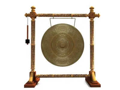 Asian classic decorative gong Low-poly 3D model