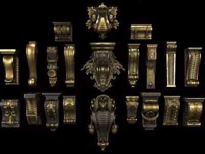 Collection of classic brackets   Low-poly 3D model