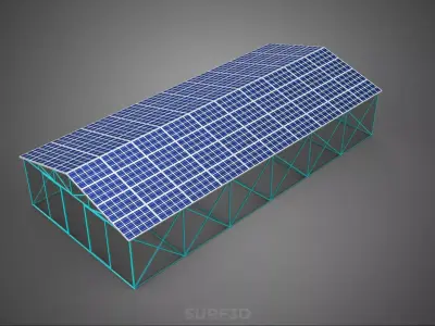 PVS SOLAR PANEL ROOF GREENHOUSE HOTHOUSE GLASSHOUSE GARDEN FARM 3D model