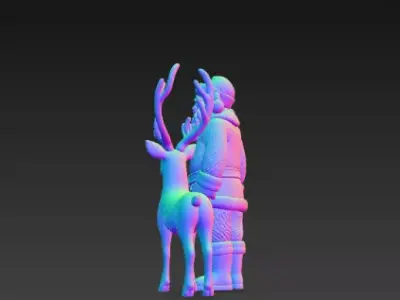 3D Santa Claus with Reindeer Christmas Model 3D print model