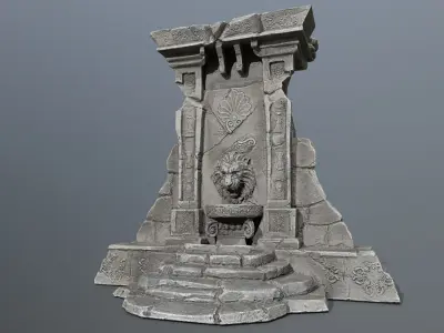 Lion fountain Low-poly 3D model