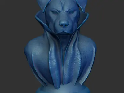 Rottweiler - Dog - with Cape and Collar on Pedestal 3D print model