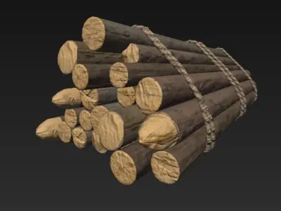 Wooden Log Low-poly 3D model