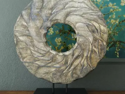 Turbulence circular bronze sculpture 3D model