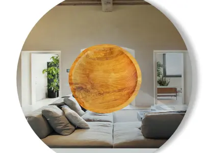 Teak Wood Plate Mirror 3D model