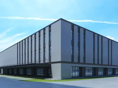 Industrial Building Factory 022 Low-poly 3D model