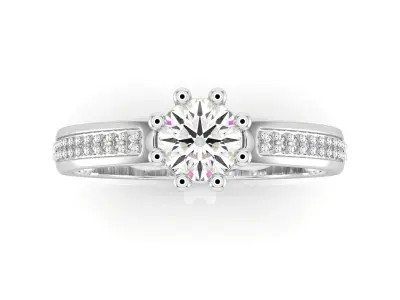 D-1860 diamond engagement ring gold 3D print model