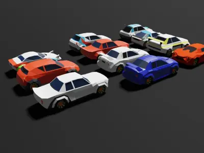 Low Poly 3D Car Models ready to race Low-poly 3D model