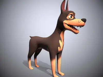 cartoon ward dog Low-poly 3D model