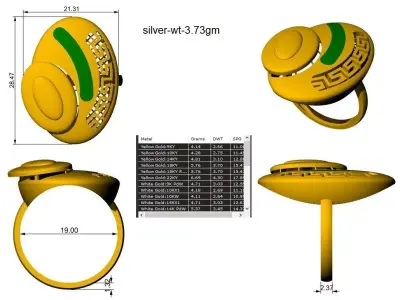 Turkish Enamel Rings Lightweight  Jewelry CAD STL  3DM 3D print model